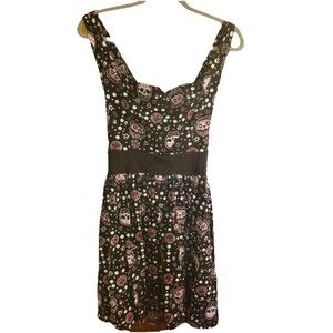 TOO FAST Sugar Skull MUERTE KITTY CAT criss cross back dress RARE! XL Pinup